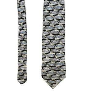 2/$15 Pavia 100% silk hand made in Italy tie black abstract pattern 4" x 57"